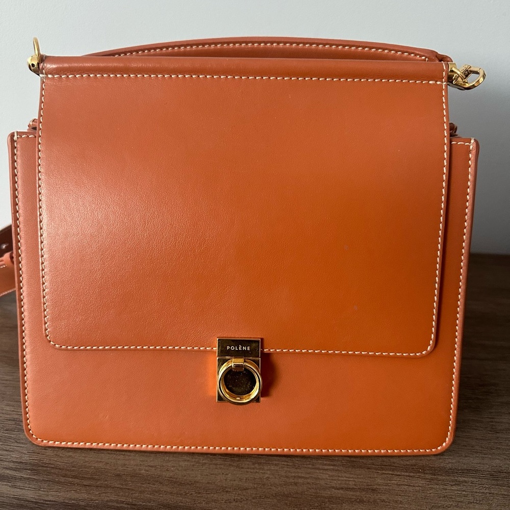 New Polene Sept in Smooth leather in Terracotta